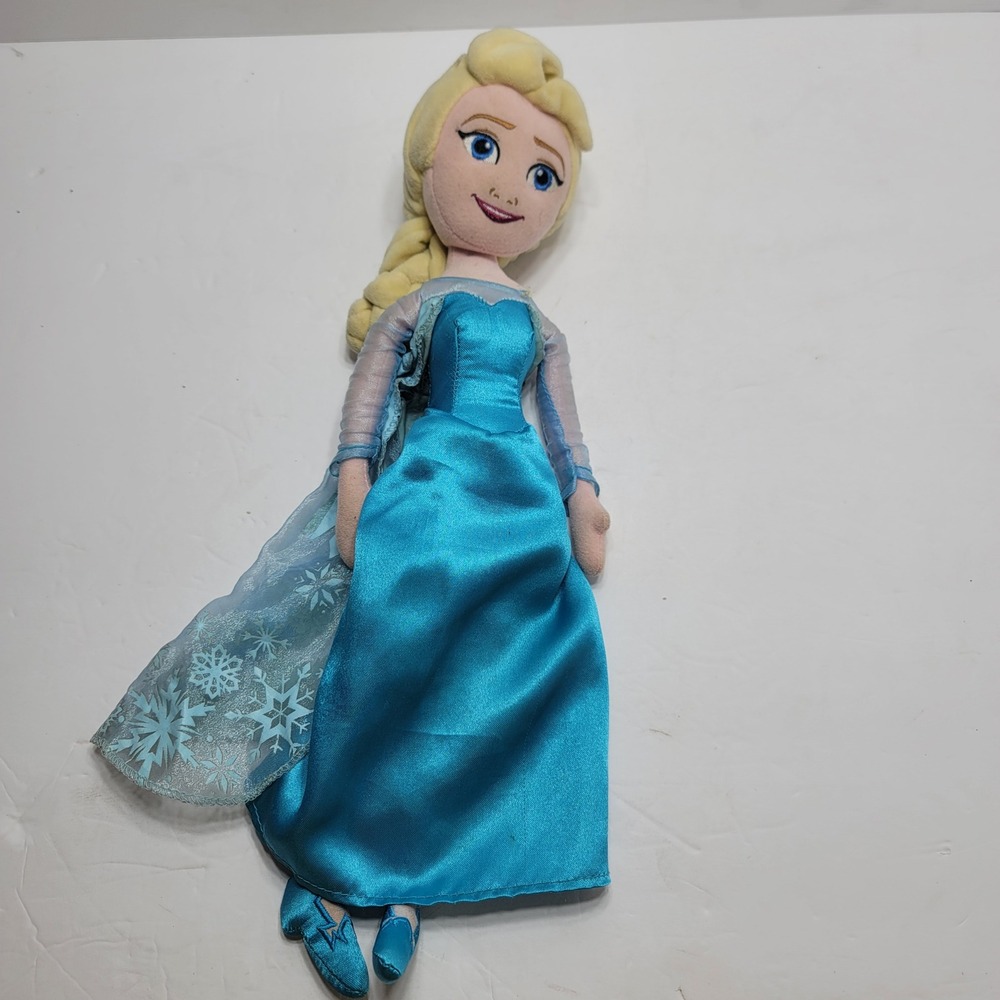 Disney Collection Frozen Elsa Plush Doll Blue Satin Dress Snowflake Cape 18in